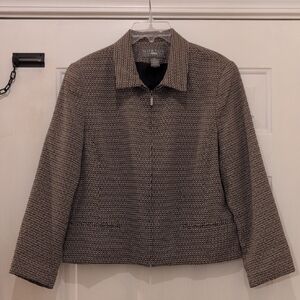 Norton McNaughton Petites Black/Tan Geo Print Zip Jacket, 14P
